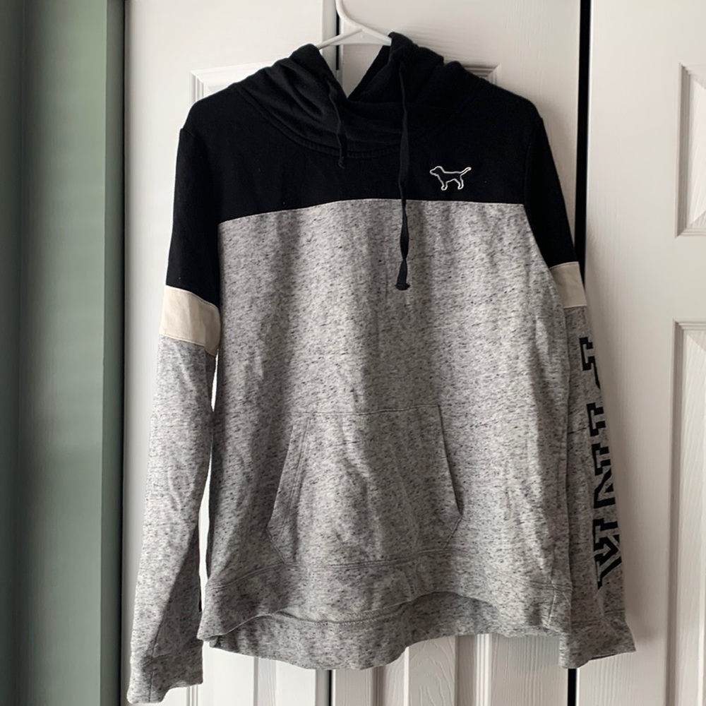 PINK logo Black and Grey sweatshirt Size:Large
